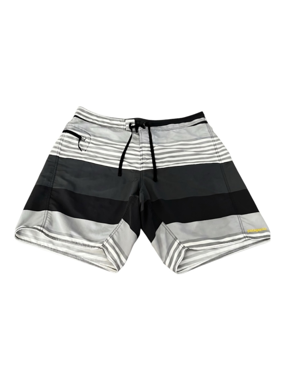 Patagonia Men’s Gray/Black Colorblock And Striped Boardshorts Sz 38